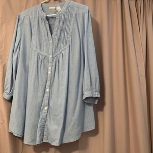 Long Sleeve Blue/White Striped Vintage Shirt/Dress